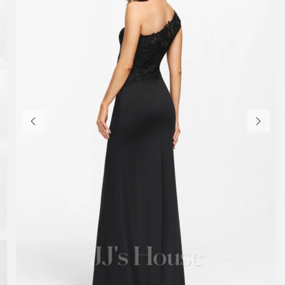 Mystic L.A. Sexy Gown One shoulder Lace Maxi Black dress Size L - Picture 3 of 16